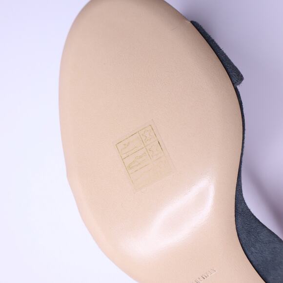 MARION PARKE Suede Scalloped Kitten Heel Sandal Gray Open Toe Women's 39/US 9 - Picture 7 of 8